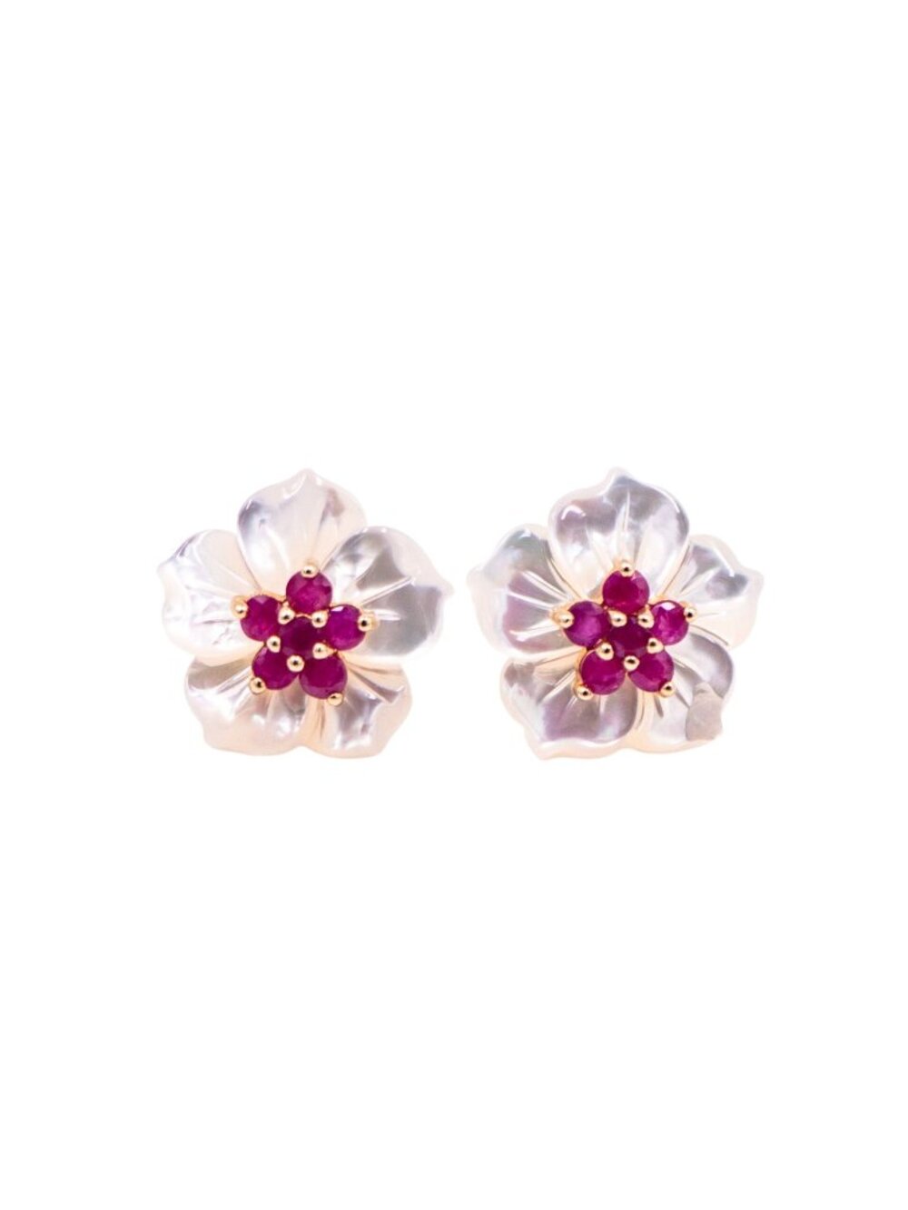 Gems of the Orient 14K Gold 1 Ct Madagascan Ruby Mother of Pearl Floral Jacket E